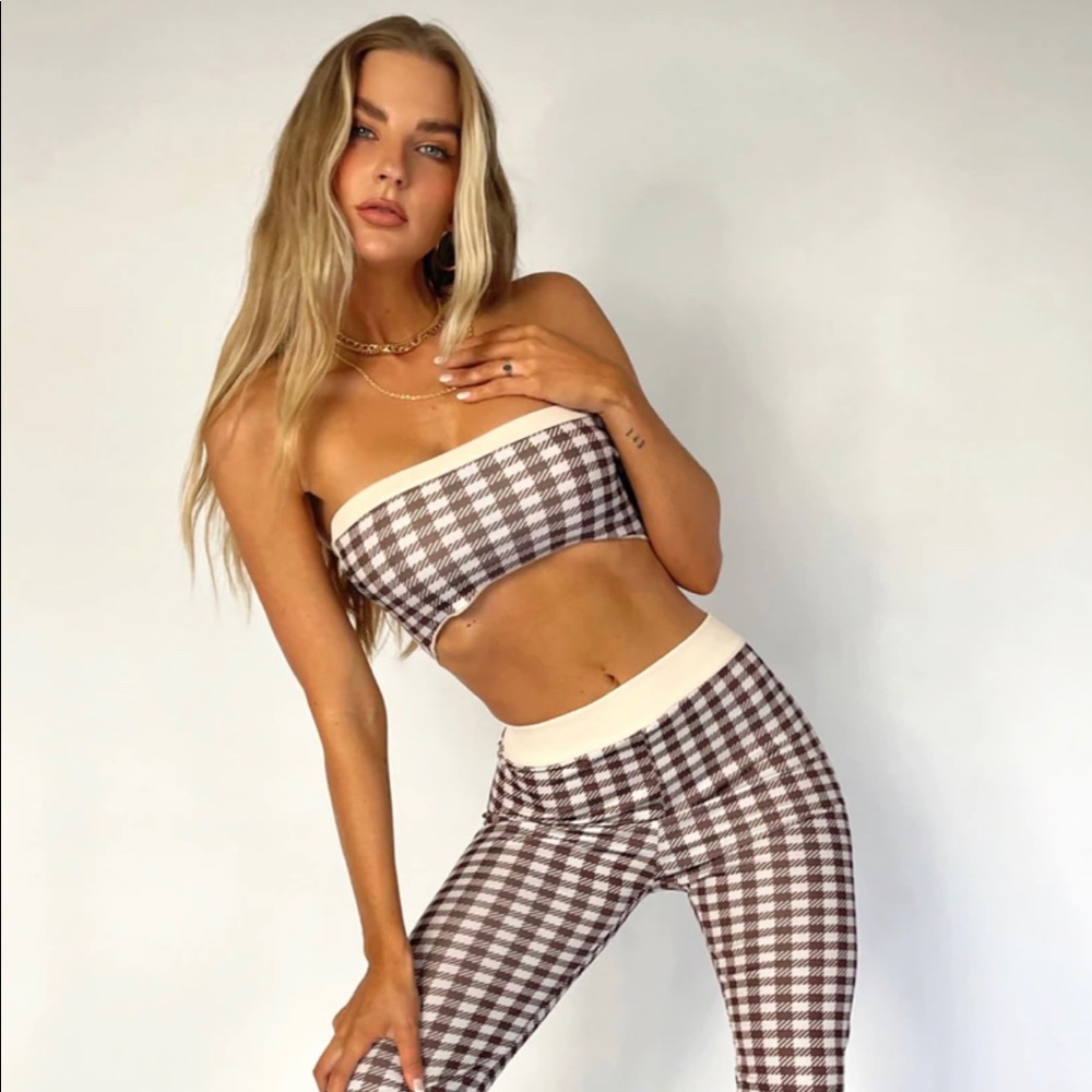 Plaid Crop Top + Pant Set